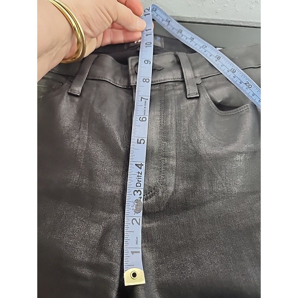 Paige Hoxton Straight Leg Ankle Moto Jeans in Black Fog Luxe Coating. 27 - Picture 8 of 10